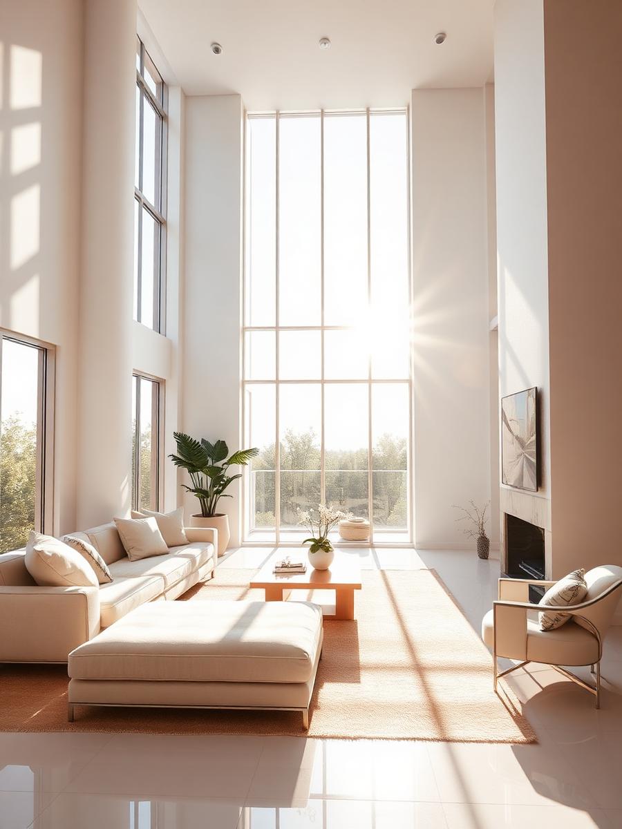 Sun-filled luxury living room after cleaning
